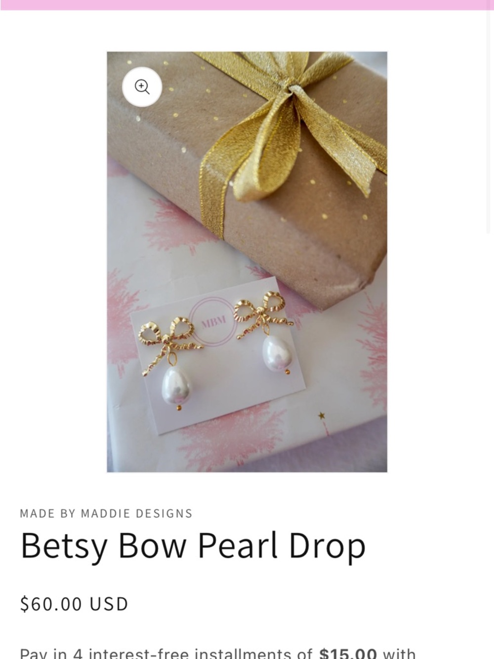 Anthropologie Gold Bow Pearl Drop Earrings